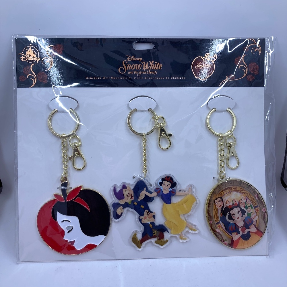 Set of 3 Snow White Keychains Bag Charms Disney SEALED 85th Anniversary